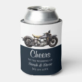 Cheers Motorcycle Vintage Trouwdatum Bruid Bruideg Blikjeskoeler (Blikje Voorkant)