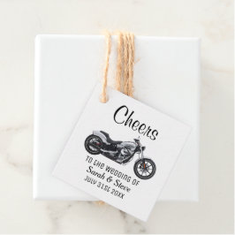 Cheers Motorcycle Wedding Date Bride Groom Bedankjes Labels