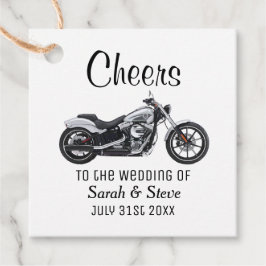 Cheers Motorcycle Wedding Date Bride Groom Bedankjes Labels