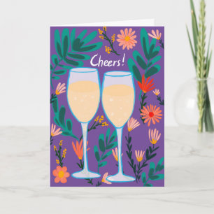 Cheers! Mousserende wijn Champagne Bloemen Gefelic Kaart