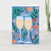 Cheers! Mousserende wijn Champagne Bloemen Gefelic Kaart (Voorkant)