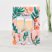 Cheers! Mousserende wijn Champagne Bloemen Gefelic Kaart (Voorkant)