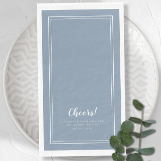 Cheers Mr & Mrs Modern Wedding Dusty Blue Dinner Servet