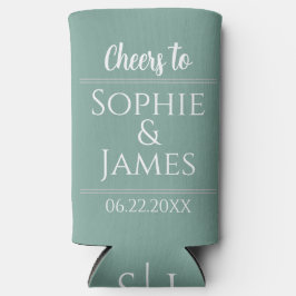 Cheers Mr & Mrs Sage Green Wedding Favor Seltzer Blikjeskoeler