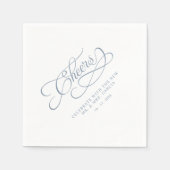 Cheers Mr & Mrs Wedding Calligrafie Dusty Blue Servet (Voorkant)
