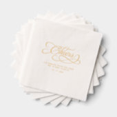 Cheers Mr. & Mrs. Wedding Calligraphy Gold Folie Servetten (Insitu (Gestapeld))