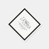 Cheers Mr & Mrs Wedding Kalligrafie Border Zwart Servet (Hoek)