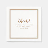 Cheers Mr Mrs Wedding Modern Simple Rustic Brown Servet (Voorkant)