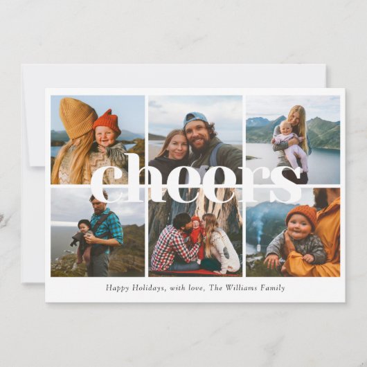 Cheers Multi Foto Kerst Kaart (Voorkant)