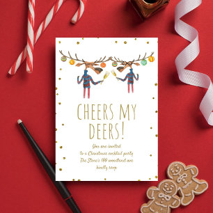 Cheers My Deers L Gold Script Kerst Grappig Kaart