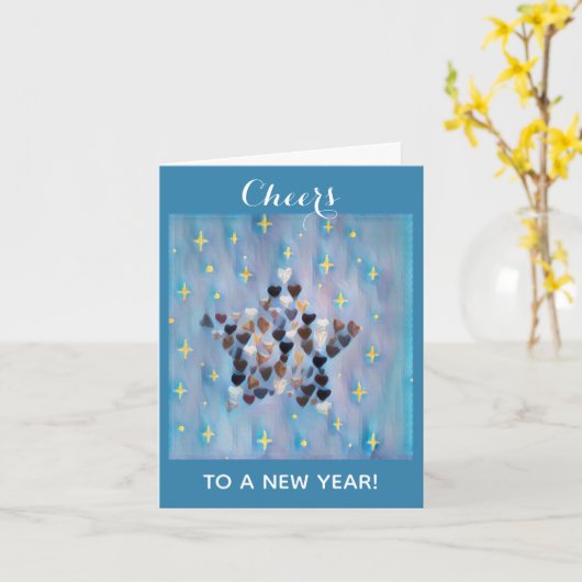 Cheers! Naar een nieuwjaar! Het hartverwarmende ni Kaart (Gele Bloem)