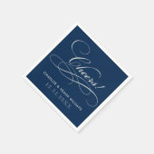Cheers Navy Blauw Zilver Kalligrafie Custom Weddin Servetten (Hoek)