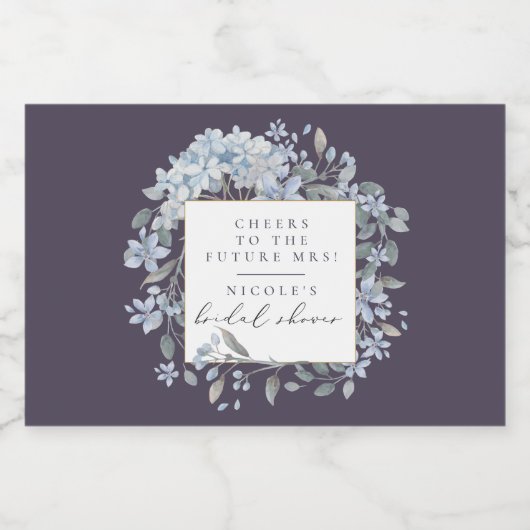 Cheers Navy Blue Hydrangeas Vrijgezellenfeest Sparkling Wijnetiket (Enkel label)