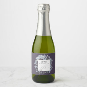 Cheers Navy Blue Hydrangeas Vrijgezellenfeest Sparkling Wijnetiket