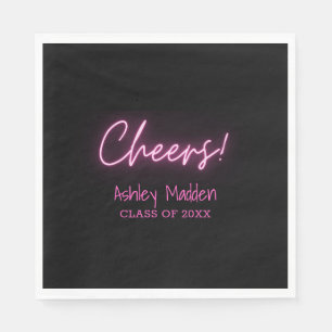 Cheers! Neon roze moderne afstudeerfeest Servet