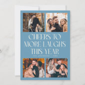 CHEERS New Year Denim Blue Multi Photo Feestdagenkaart (Voorkant)