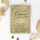 Cheers New Year's Eve Party Champagne Gold Kaart