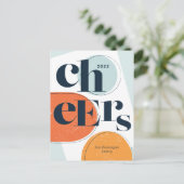 Cheers Nieuwjaar Abstract Sinaasappel Seafoam Feestdagenkaart (Staand voorkant)