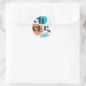 Cheers nieuwjaar Abstract Turquoise Oranje Ronde Sticker (Tas)