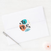 Cheers nieuwjaar Abstract Turquoise Oranje Ronde Sticker (Envelop)