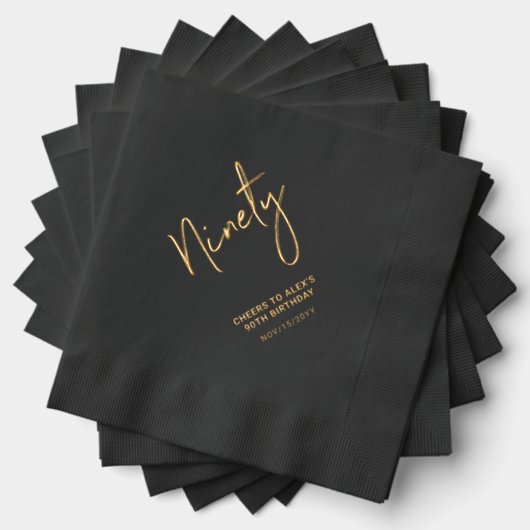 Cheers Ninety | Moderne 90ste verjaardag van volwa Folie Servetten (Insitu (Gestapeld))