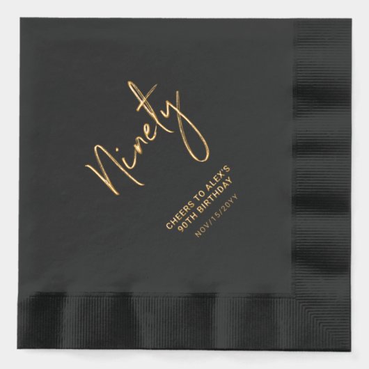 Cheers Ninety | Moderne 90ste verjaardag van volwa Folie Servetten (Voorkant)