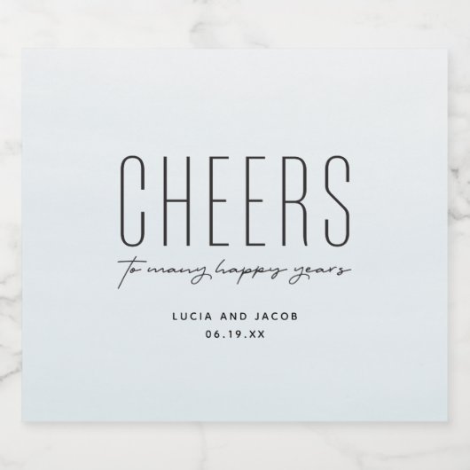 Cheers oceaanblauw waterverf bestemming bruiloft bier etiket (Enkel label)