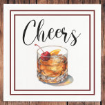 Cheers Old Fashioned Script Rand Servet<br><div class="desc">Voeg een vleugje vintage charme toe aan uw bijeenkomsten met deze cocktail servetten met een vrolijke 'proost' boodschap en een ouderwetse drank ontwerp. Verhoog uw gastheerschap met deze nostalgische en stijlvolle servetten, perfect voor het entertainen van gasten en het toevoegen van een retro sfeer aan elke gelegenheid. Vind deze en...</div>