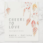 Cheers om van grasbessen te houden, schets om brui wijn etiket (Enkel label)