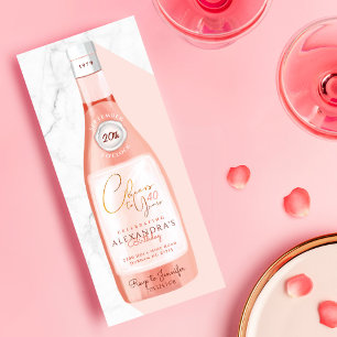 Cheers op de goudmeisjes roze Rosé-wijnfles Kaart