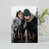Cheers op de Verticale Foto van het Nieuwjaar Folie Feestdagenkaart (Staand Voorkant)