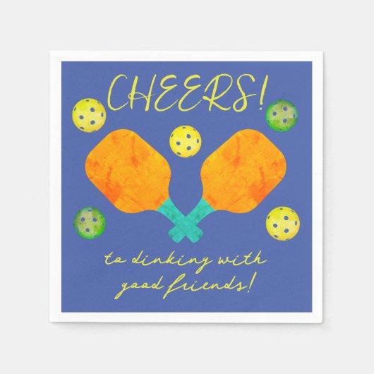 Cheers op Dinking Pickleball Cocktail Napkin Servet (Voorkant)