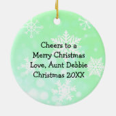 Cheers op een feestelijke Mary Kerstgrappenmakerij Keramisch Ornament (Achterkant)