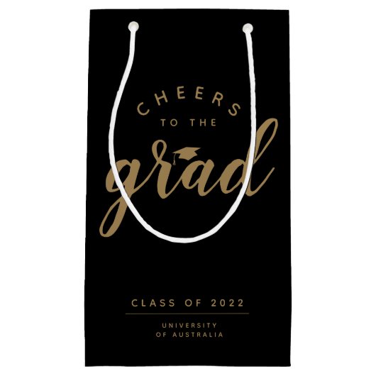 Cheers op het Afstudeerder | Eenvoudige zwart-witt Klein Cadeauzakje (Voorkant)