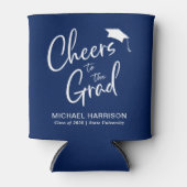Cheers op het Afstudeerder Navy Blue Afstuderen Blikjeskoeler (Voorkant)