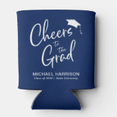 Cheers op het Afstudeerder Navy Blue Afstuderen Blikjeskoeler (Achterkant)