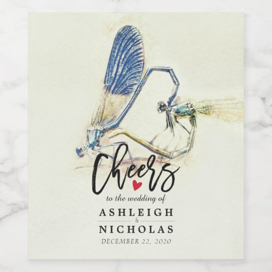 Cheers op het weddenschap van de dragonfly-harthar wijn etiket (Enkel label)