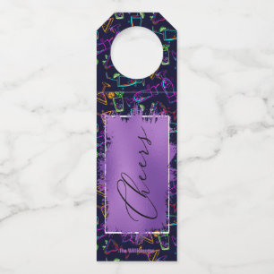 CHEERS op Neon Cocktails Flessenhanger