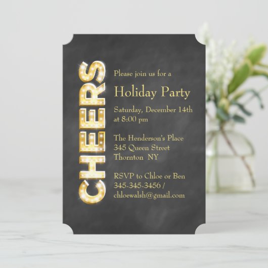 Cheers op uitnodiging van de Chalkboard Holiday Pa (Staand voorkant)