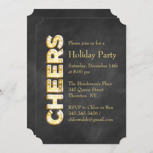 Cheers op uitnodiging van de Chalkboard Holiday Pa (Voorkant / Achterkant)