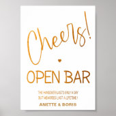 Cheers Open bar bruiloft bord 5x7 poster (Voorkant)
