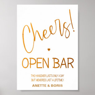 Cheers Open bar bruiloft bord 5x7 poster