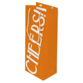 Cheers Oranje Art Deco Wijn Cadeautas (Voorkant Gekanteld)
