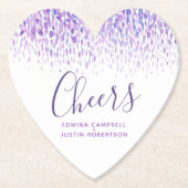 Cheers paarse moderne kunst waterverf dabs kartonnen onderzetters (Voorkant)