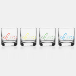 CHEERS! - Pastel Rainbow Fun Typografie met naam Whisky Glas