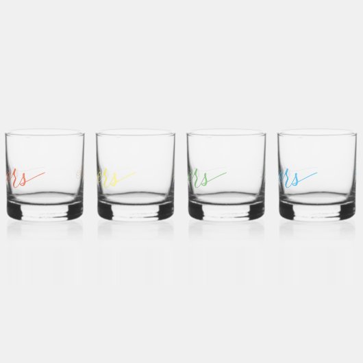 CHEERS! - Pastel Rainbow Fun Typografie met naam Whisky Glas (Links)