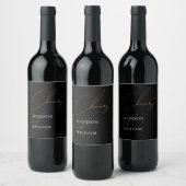 Cheers Personalized Black and White Wedding Wijn Etiket (Flessen)