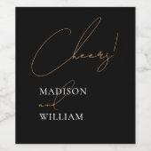 Cheers Personalized Black and White Wedding Wijn Etiket (Enkel label)