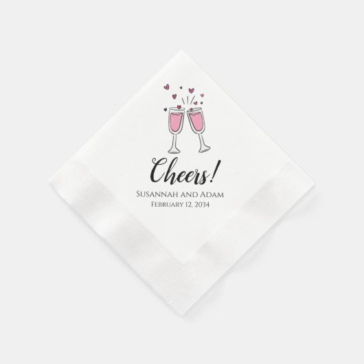 Cheers Personalized Wedding Napkins with Hearts Servet (Hoek)