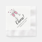 Cheers Personalized Wedding Napkins with Hearts Servet (Voorkant)